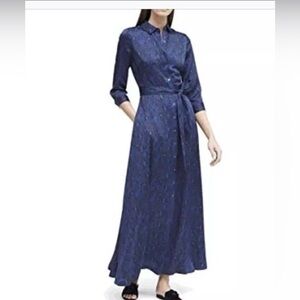 Banana Republic Navy Snakeskin Print Long Sleeve Maxi Dress